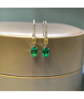 925 Silver Emerald Gemstone Earrings for Women de France