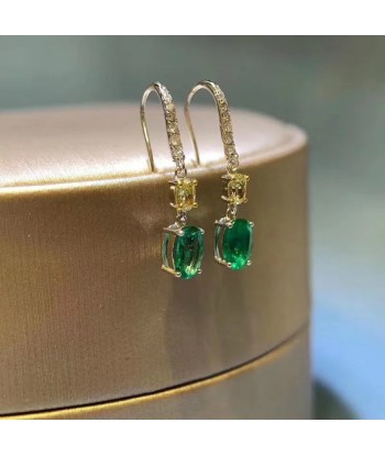 925 Silver Emerald Gemstone Earrings for Women de France