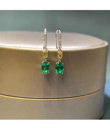 925 Silver Emerald Gemstone Earrings for Women de France