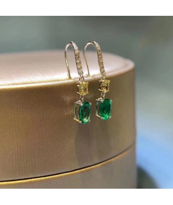 925 Silver Emerald Gemstone Earrings for Women de France