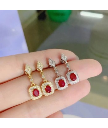 Silver Natural Ruby Dangler Earrings for Women de votre