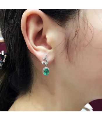 925 Silver Emerald Bow Earrings for Women pas chere