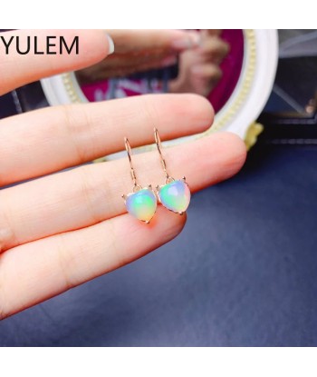 Sterling Silver 925 Natural Opal Heart Shape Earrings for Women Toutes les collections ici