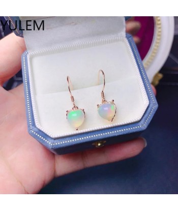 Sterling Silver 925 Natural Opal Heart Shape Earrings for Women Toutes les collections ici