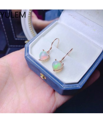 Sterling Silver 925 Natural Opal Heart Shape Earrings for Women Toutes les collections ici