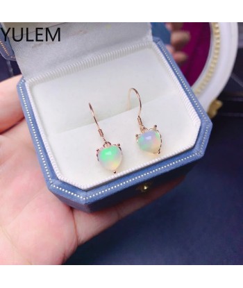 Sterling Silver 925 Natural Opal Heart Shape Earrings for Women Toutes les collections ici