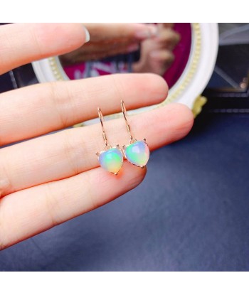 Sterling Silver 925 Natural Opal Heart Shape Earrings for Women Toutes les collections ici