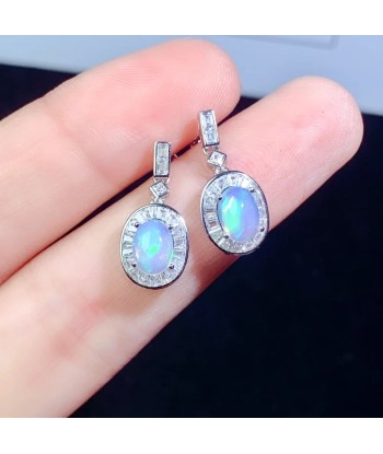 Sterling Silver Natural Opal Earrings for Women acheter en ligne