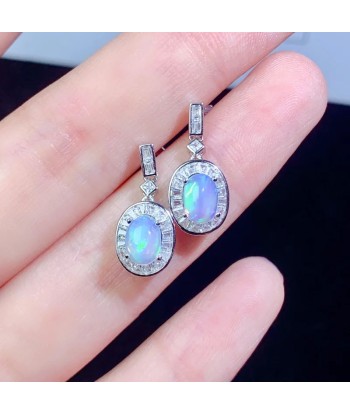 Sterling Silver Natural Opal Earrings for Women acheter en ligne