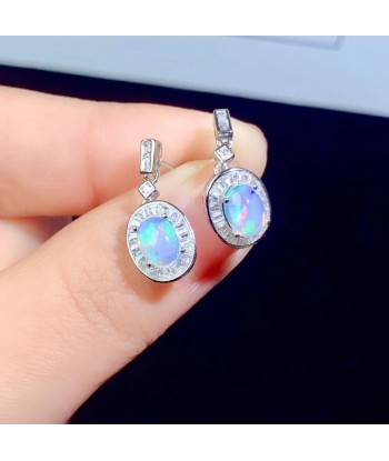 Sterling Silver Natural Opal Earrings for Women acheter en ligne