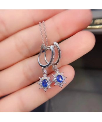 Sterling Silver Oval Cut Natural Sapphire Drop Dangle Earrings for Women les muscles