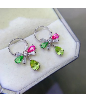 S925 Silver Peridot & Tsavorite Stud Earrings livraison gratuite