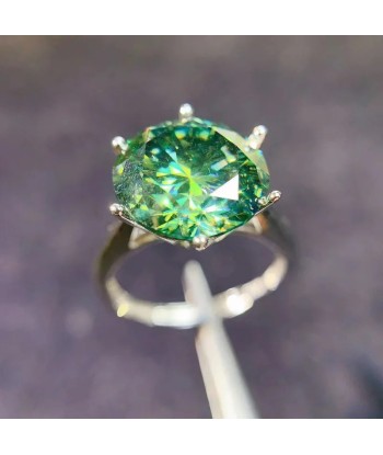 925 Silver 0.50ct Green Moissanite Solitaire Ring for Women outlet