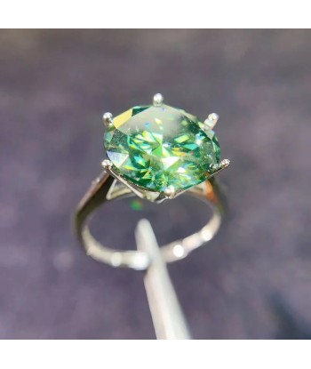 925 Silver 0.50ct Green Moissanite Solitaire Ring for Women outlet