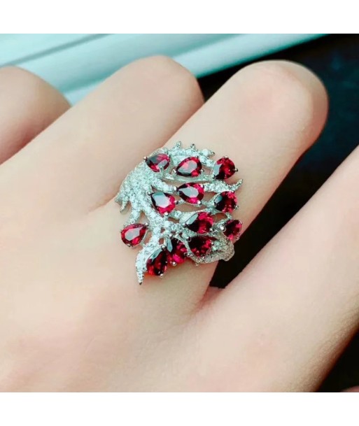 Sterling Silver Garnet Baroque Ring for Women Economisez 