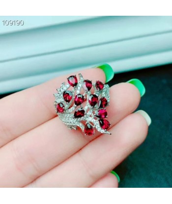 Sterling Silver Garnet Baroque Ring for Women Economisez 