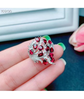 Sterling Silver Garnet Baroque Ring for Women Economisez 