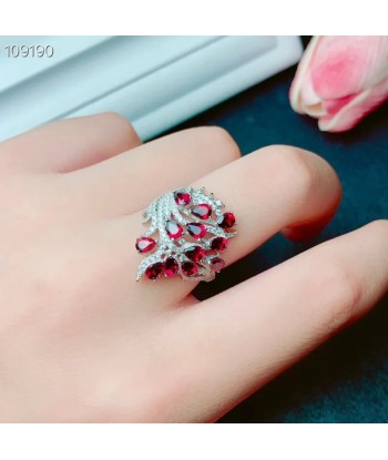 Sterling Silver Garnet Baroque Ring for Women Economisez 