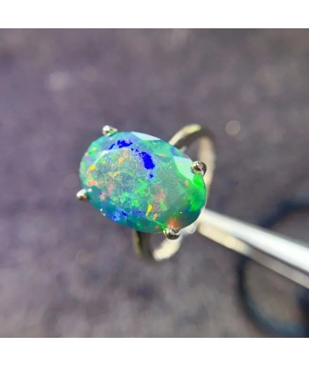 925 Sterling Silver Black Opal Ring for Women Vous souhaitez 