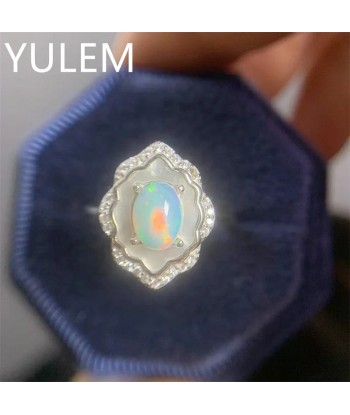 925 Silver Natural White Opal Ring for Woman Par le système avancé 