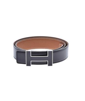 HERMES Hermes H belt 85cm reversible black / gold  N engraved (around 2010) Mens box calf muffler Togo chez Cornerstreet bien 