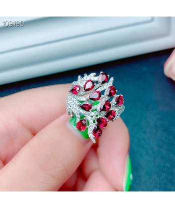 Sterling Silver Garnet Baroque Ring for Women Economisez 