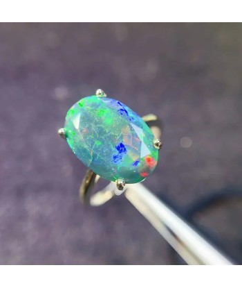 925 Sterling Silver Black Opal Ring for Women Vous souhaitez 