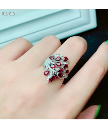 Sterling Silver Garnet Baroque Ring for Women Economisez 