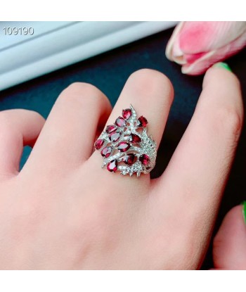 Sterling Silver Garnet Baroque Ring for Women Economisez 