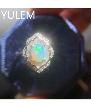 925 Silver Natural White Opal Ring for Woman Par le système avancé 