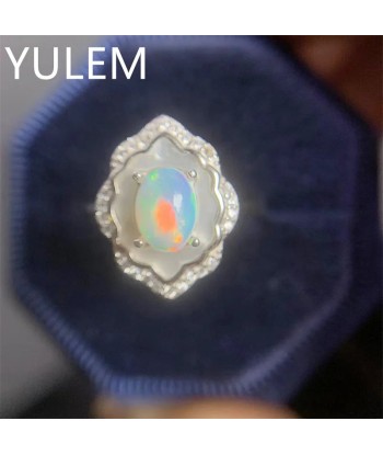 925 Silver Natural White Opal Ring for Woman Par le système avancé 