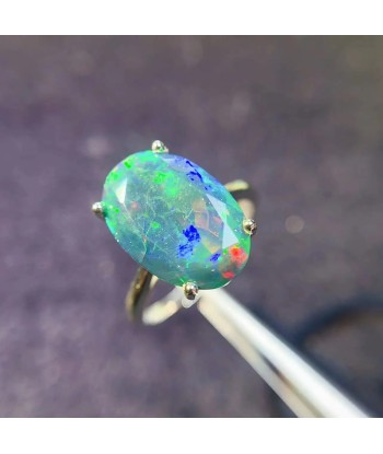 925 Sterling Silver Black Opal Ring for Women Vous souhaitez 