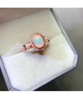 Silver Natural Opal Engagement Ring, 6x8mm, for Her le des métaux précieux