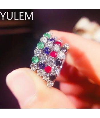 Sterling Silver 925 3 carat Moissanite Sapphire Ruby Emerald Ring for Women paiement sécurisé