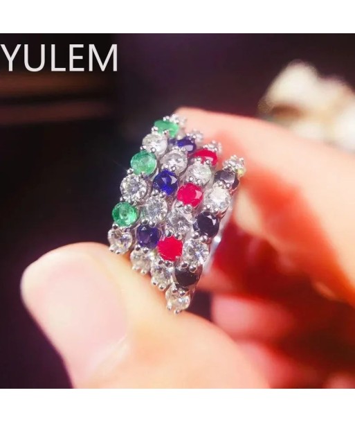 Sterling Silver 925 3 carat Moissanite Sapphire Ruby Emerald Ring for Women paiement sécurisé