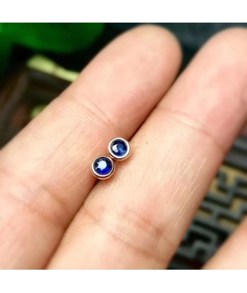 Sterling Silver Natural Sapphire 0.06ct Earring For Women  . l'achat 