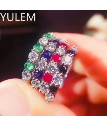 Sterling Silver 925 3 carat Moissanite Sapphire Ruby Emerald Ring for Women paiement sécurisé