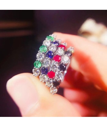 Sterling Silver 925 3 carat Moissanite Sapphire Ruby Emerald Ring for Women paiement sécurisé