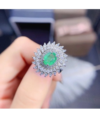 925 Sterling Silver Emerald Ring for Women plus qu'un jeu 