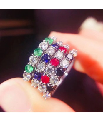 Sterling Silver 925 3 carat Moissanite Sapphire Ruby Emerald Ring for Women paiement sécurisé