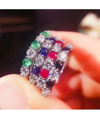 Sterling Silver 925 3 carat Moissanite Sapphire Ruby Emerald Ring for Women paiement sécurisé