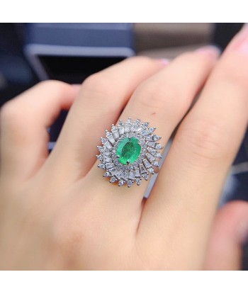 925 Sterling Silver Emerald Ring for Women plus qu'un jeu 