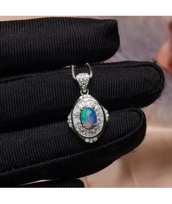 925 Sterling Silver Natural Opal Set Ring Necklace Earrings livraison gratuite