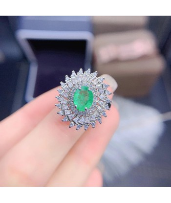 925 Sterling Silver Emerald Ring for Women plus qu'un jeu 