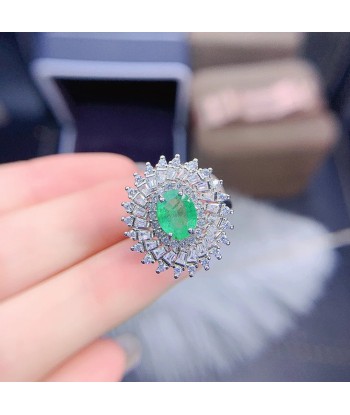 925 Sterling Silver Emerald Ring for Women plus qu'un jeu 