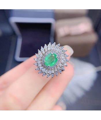 925 Sterling Silver Emerald Ring for Women plus qu'un jeu 