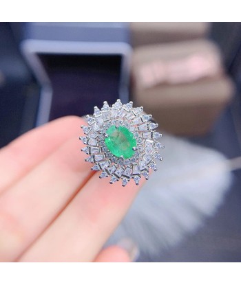 925 Sterling Silver Emerald Ring for Women plus qu'un jeu 