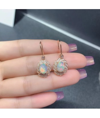 Sterling Silver Natural Opal Earring for Women livraison et retour toujours gratuits