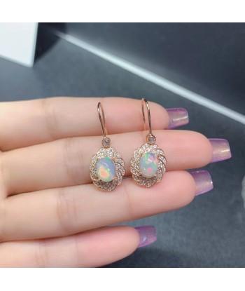 Sterling Silver Natural Opal Earring for Women livraison et retour toujours gratuits