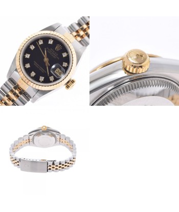 ROLEX Datejust 10P diamond 69173G Ladies YG / SS watch self-winding black dial vous aussi creer 